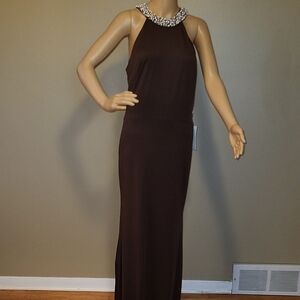 Elegant Brown Sleeveless Maxi Dress